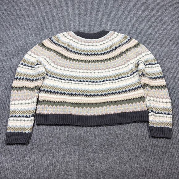 American Eagle Sweater Women's M Fair Isle Sweater Crew Neck Knit Gray Multi - Picture 4 of 7